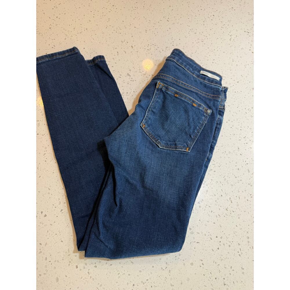 Pilcro and the letterpress dark denim stretchy high rise skinny womens waist 27"